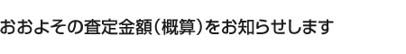 おおよその査定金額をお知らせします